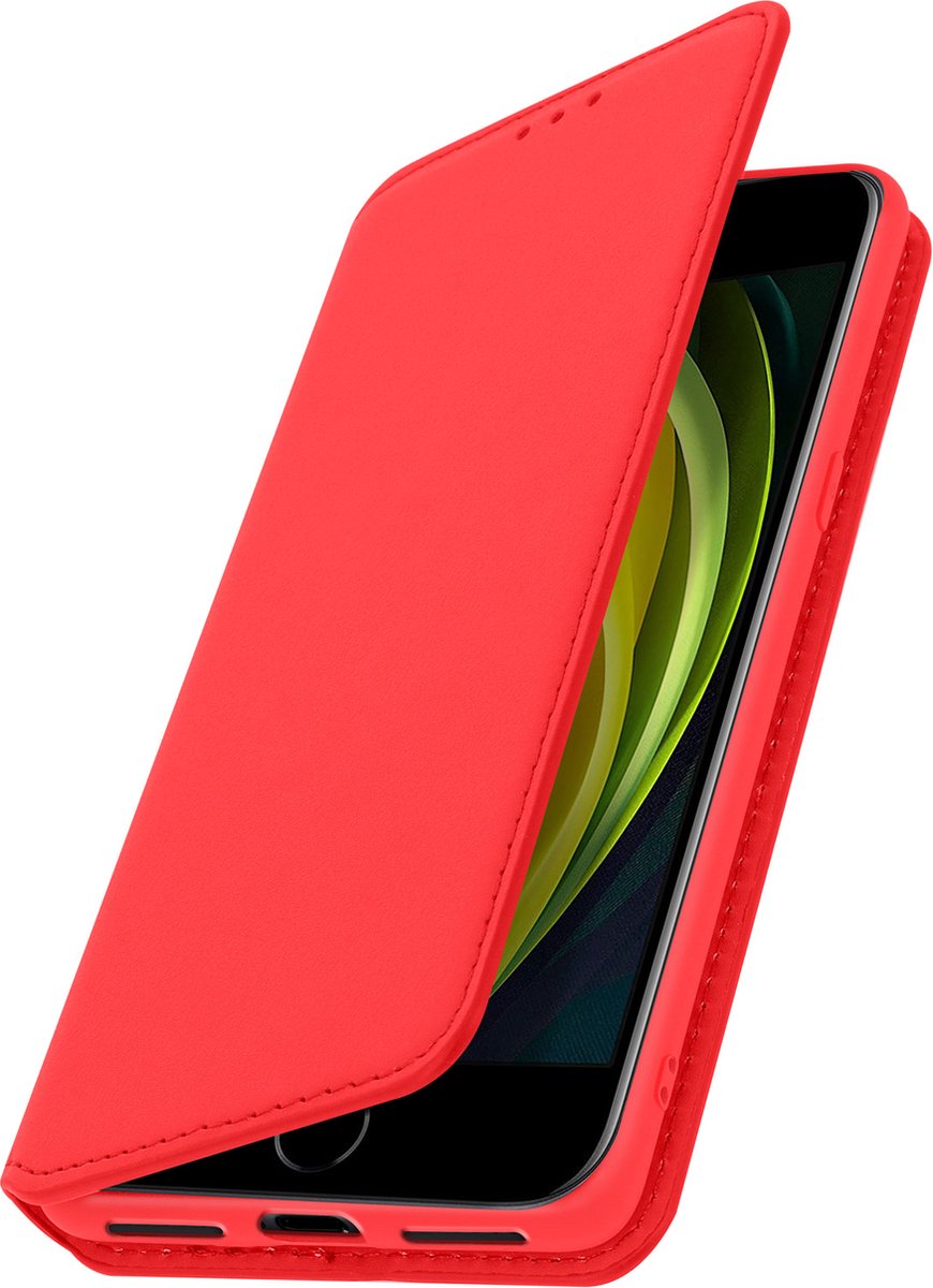 Avizar Housse pour Geschikt voor Apple iPhone SE 2022 / 2020 et 8 / 7 Folio Portefeuille Fonction Support, Rood