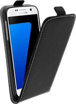 Geschikt voor Samsung Galaxy S7 Vertical Flip Case met Kaarthouder Paardenleer Effect zwart