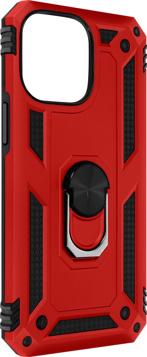 Geschikt voor Apple iPhone 14 Pro Hybrid Case Video Support Ring rood