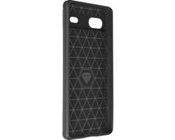 Mofi, Hoesje Geschikt voor Google Pixel 7 Flexibel Carbon Effect Geborsteld Metaal, Zwart