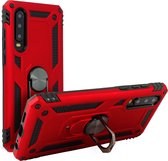 Geschikt voor Huawei P30 Hybrid Case Video Support Ring rood