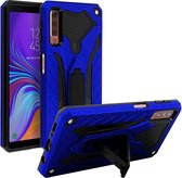 Geschikt voor Samsung Galaxy A7 2018 Case Bi-materiaal Schokbestendige standaard blauw