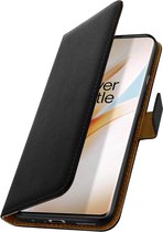 Geschikt voor OnePlus 8 Pro Lederen Portemonnee Folio Case Video-standaardfunctie zwart