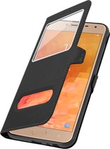 Geschikt voor Samsung Galaxy J4 Plus Vensterhoes met Video Support zwart