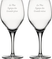 Rode wijnglas gegraveerd - 42,5cl - Le Plus Sympa des Grands-Pères & La Plus Sympa des Grands-mères
