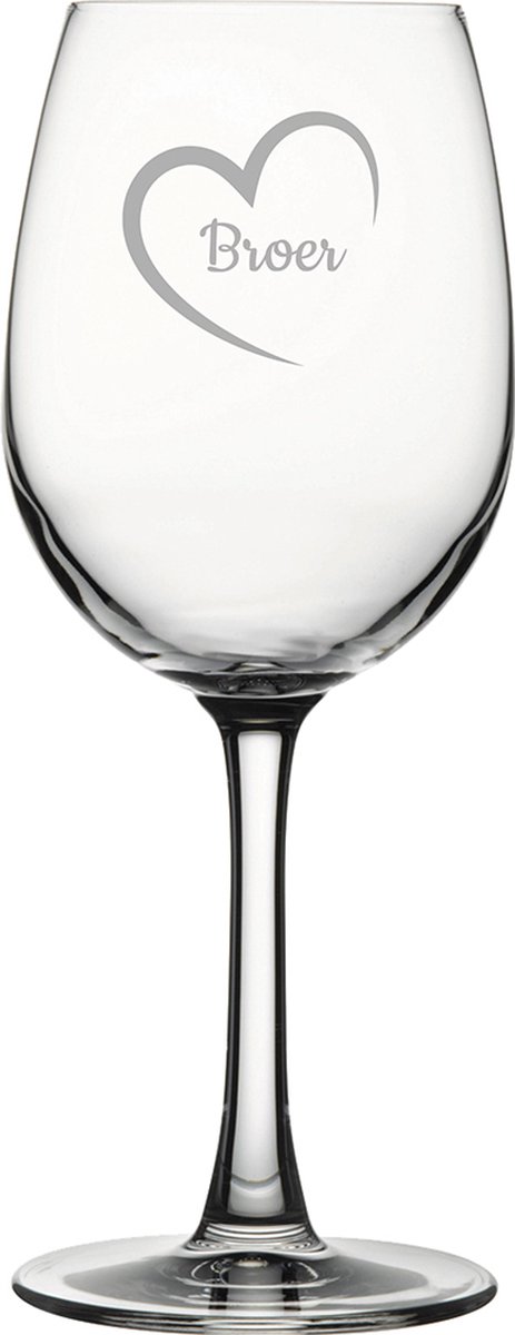 Gegraveerde witte wijnglas 36cl Broer met hartje
