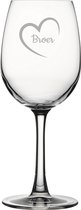 Gegraveerde witte wijnglas 36cl Broer met hartje