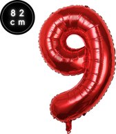Cijfer Ballonnen - Nummer 9 - Rood - 82 cm - Helium Ballon - Fienosa