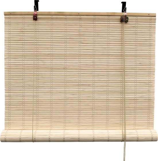 Bamboebaas bamboe rolgordijn Sem - Naturel - 120x160 cm - Natuurlijke look - Zonwerend - Duurzaam bamboe - Lichtdoorlatend - Geschikt voor binnen en buiten - Eenvoudige montage