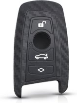 Zachte Carbon Sleutelcover met Knoppen - Sleutelhoesje Geschikt voor BMW 1 serie / 3 serie / 5 Serie / 7 Serie / X1 / X3 / X4 / X5 / F20 / F30 / F31 / F34 / M - Siliconen Materiaal - Sleutel Hoesje Cover - Auto Accessoires