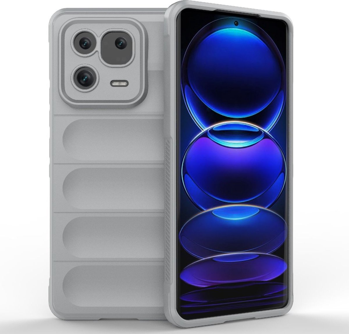 Mobigear Hoesje geschikt voor Xiaomi 13 Pro Telefoonhoesje Flexibel TPU | Mobigear Bumpy Backcover | 13 Pro Case | Back Cover - Grijs