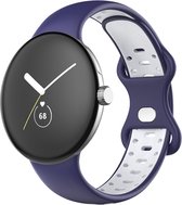 Bandje Geschikt voor Google Pixel Watch Tweekleurig Siliconen – Wit/Blauw