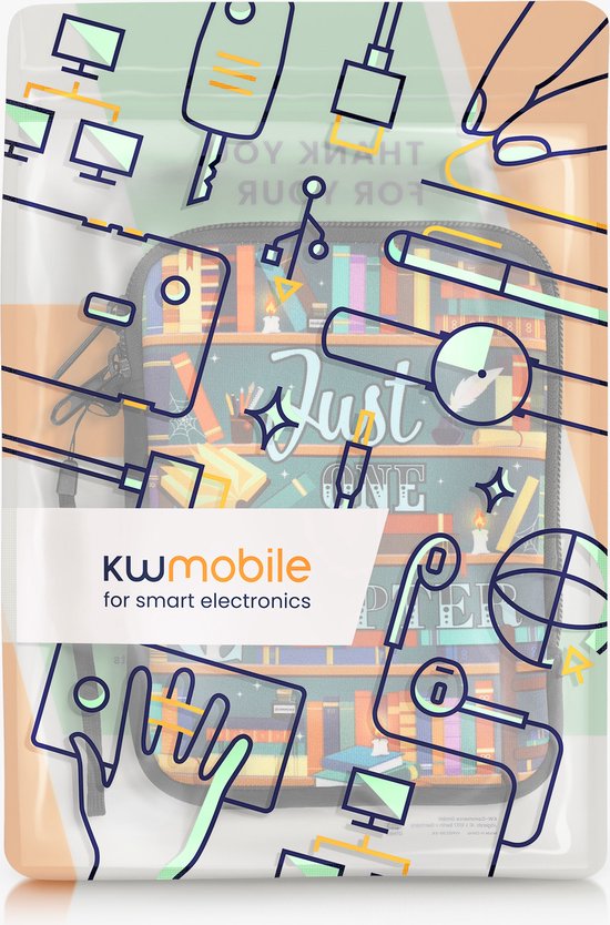 kwmobile Universele Cover voor eReader - Neopreen hoesje bibliotheek design meerkleurig - 17 x 12 x 2 cm van kwmobile — afbeelding 2