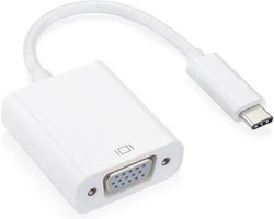 Techvavo® USB-C naar VGA Adapter – Full HD 1080P – USB Type-C – Male naar Female – VGA Converter – 0,2 Meter – Wit