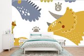 Behang babykamer - Fotobehang Dinosaurus - Patronen - Jongens - Dino - Kinderen - Breedte 320 cm x hoogte 240 cm - Kinderbehang