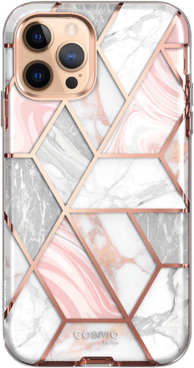 Supcase Cosmo PC en TPU marmer hoes voor iPhone 12 Pro Max - roze
