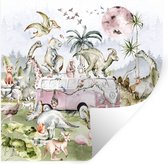 Muursticker kinderkamer - Kinder decoratie - Dinosaurus - Kinderen - Bus - Bomen - Dieren - Kids - Muursticker - Decoratie voor kinderkamers - 50x50 cm - Zelfklevend behangpapier - Stickerfolie