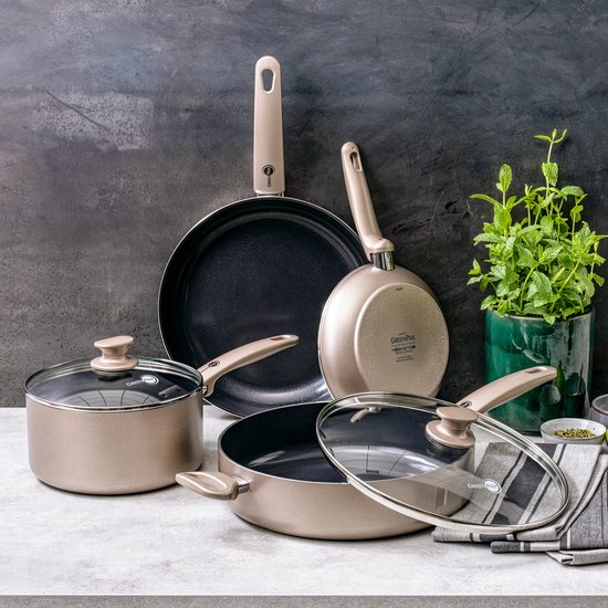 GreenPan Cambridge Koekenpan 28cm - PFAS-vrije antikleeflaag – Koekenpan inductie - Keramische koekenpan – Ovenbestendig tot 160°C – Koudgrepen - Brons