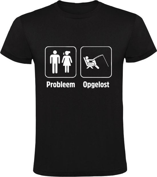 Probleem opgelost Heren T-shirt | vissen | hobby | relatie | gezin | gezeik | ruzie | hengelsport