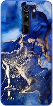 ADEL Siliconen Back Cover Softcase Hoesje Geschikt voor Xiaomi Redmi 9 - Marmer Blauw Goud