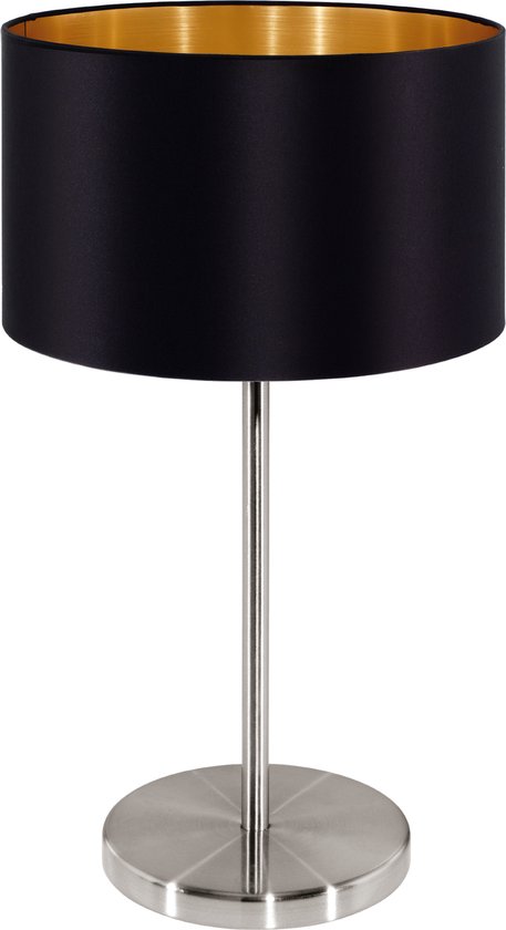 EGLO Maserlo - Lampe de table - 1 lumière - Ø 230 mm - Nickel mat - Noir, Or