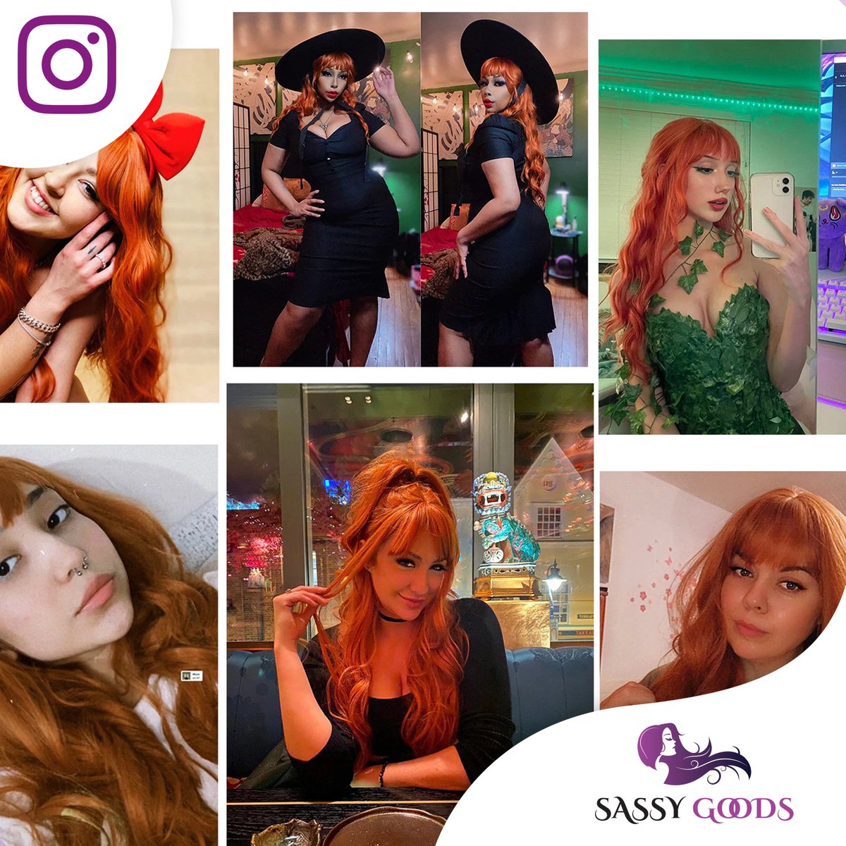 SassyGoods Koper Rode Oranje Pruik met Pony WK - Pruiken Dames Lang Haar - Haarwerk - Wig - Ginger Rood - 70 cm — afbeelding 7