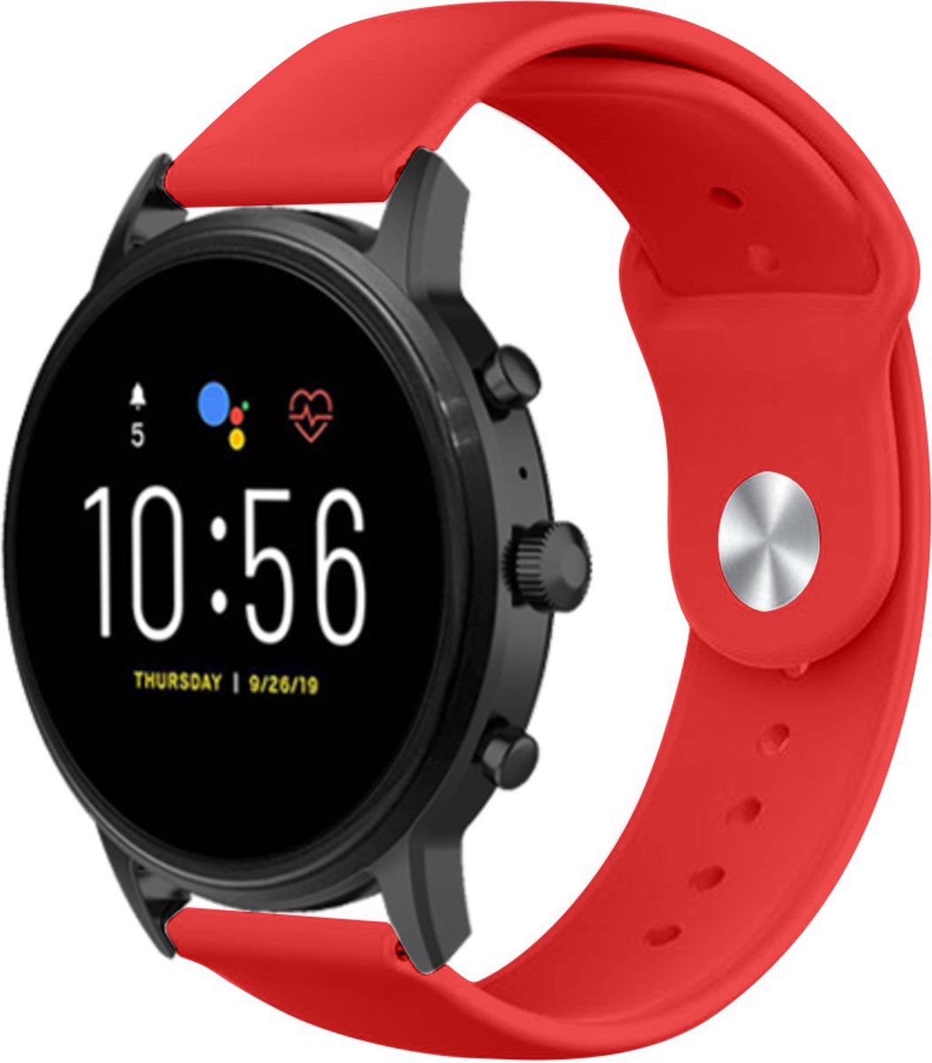 Strap-it Siliconen sport bandje - geschikt voor Fossil Gen 5 / Gen 5e 44mm / Gen 6 44mm - rood