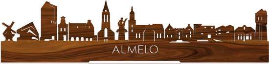 Standing Skyline Almelo Palissander hout - 60 cm - Woondecoratie design - Decoratie om neer te zetten en om op te hangen - Meer steden beschikbaar - Cadeau voor hem - Cadeau voor haar - Jubileum - Verjaardag - Housewarming - Interieur -