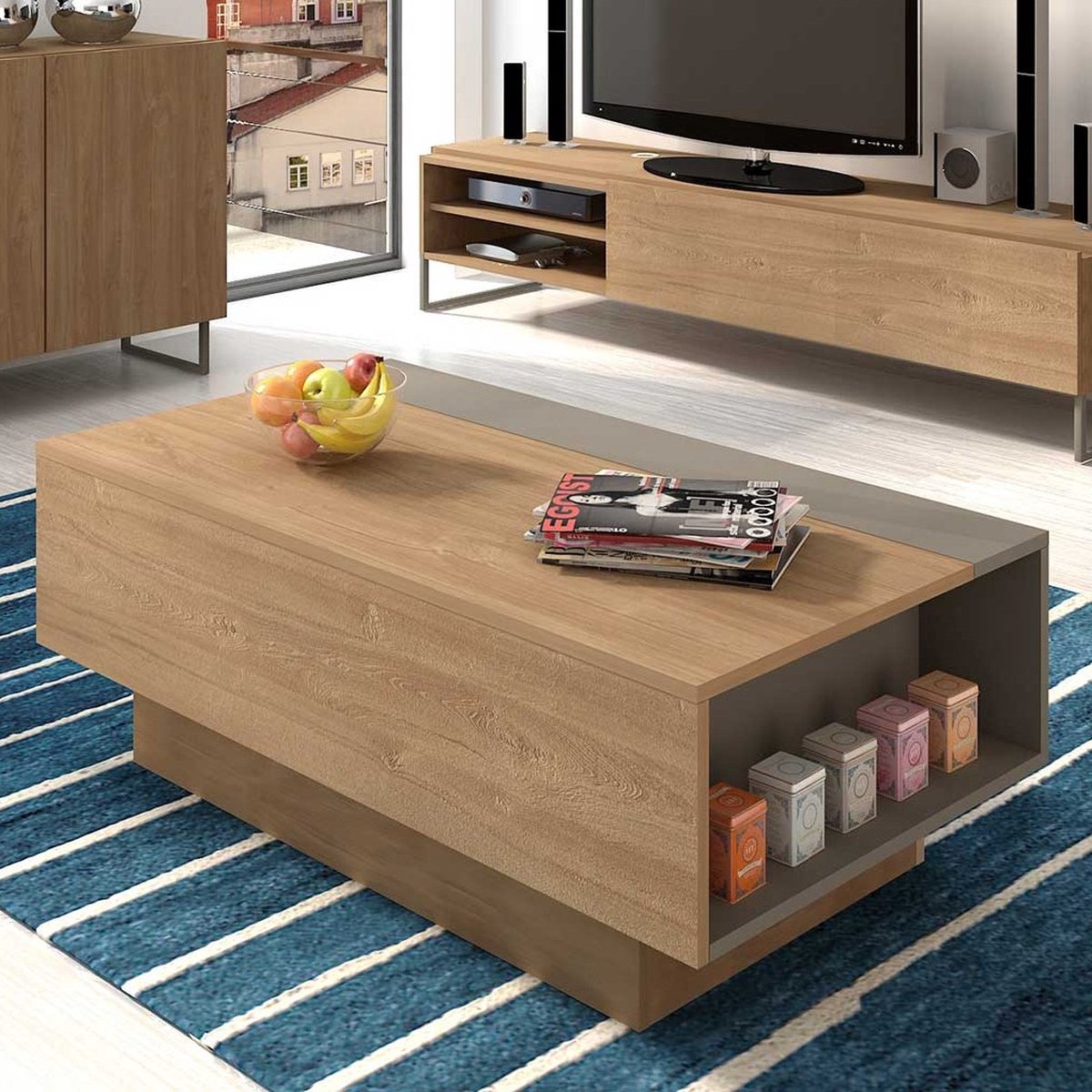 Salontafel Nomi 110x57 Met Uitschuifbaar Tafelblad - Bruin