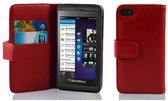 Cadorabo Hoesje geschikt voor Blackberry Z10 in INFERNO ROOD - Beschermhoes van getextureerd kunstleder en kaartvakje Book Case Cover Etui