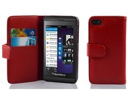 Cadorabo Hoesje geschikt voor Blackberry Z10 in INFERNO ROOD - Beschermhoes van getextureerd kunstleder en kaartvakje Book Case Cover Etui