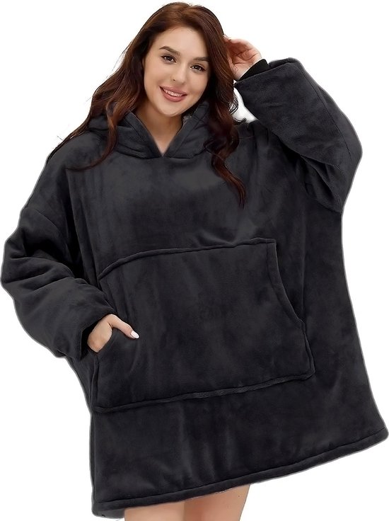 Hoodie Deken - Snuggie Cuddle - Zwart - Fleece Deken Met Mouwen - extra groot 1400g - Suggie - Snuggle Hoodie - Oversized Blanket - Dames & Mannen - Hoodie Blanket - Voor Kinderen, Dames & Mannen