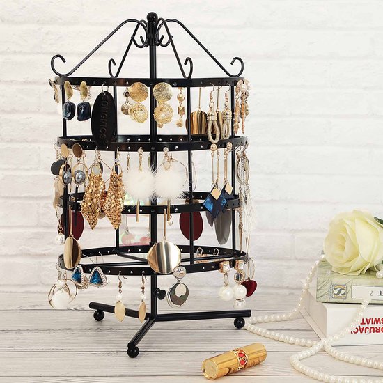 Zwarte sieradenorganizer, sieradenstandaard 32 cm hoog, Sieradenstandaard Organizer, Sieradenhouder, Stabiele Houder voor 80 Stuks Sieraden