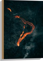 WallClassics - Hout - Kronkelvormige Lava op Vulkaan - 40x60 cm - 9 mm dik - Foto op Hout (Met Ophangsysteem)