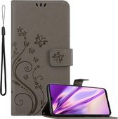 Cadorabo Hoesje geschikt voor Samsung Galaxy A42 5G / M42 5G in BLOEMEN GRIJS - Beschermhoes in bloemmotief met magnetische sluiting, standfunctie en kaartsleuven Book Case Cover Etui