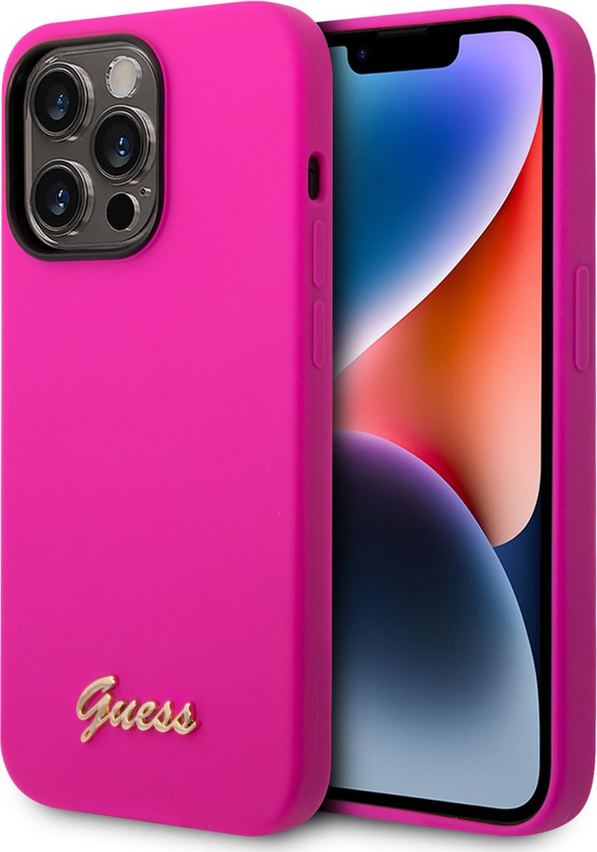 Guess Silicone Back Case - Geschikt voor Apple iPhone 14 Pro (6.1") - Fuchsia