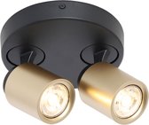 Gouden spot Razza | 2 lichts | goud / zwart | metaal | Ø 17 cm | eetkamer / woonkamer / slaapkamer lamp | modern / stoer design