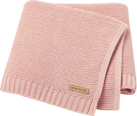 IL BAMBINI - Baby deken - Ledikant deken - Basic knit - Katoen - 115 x 80 cm - Blush Pink