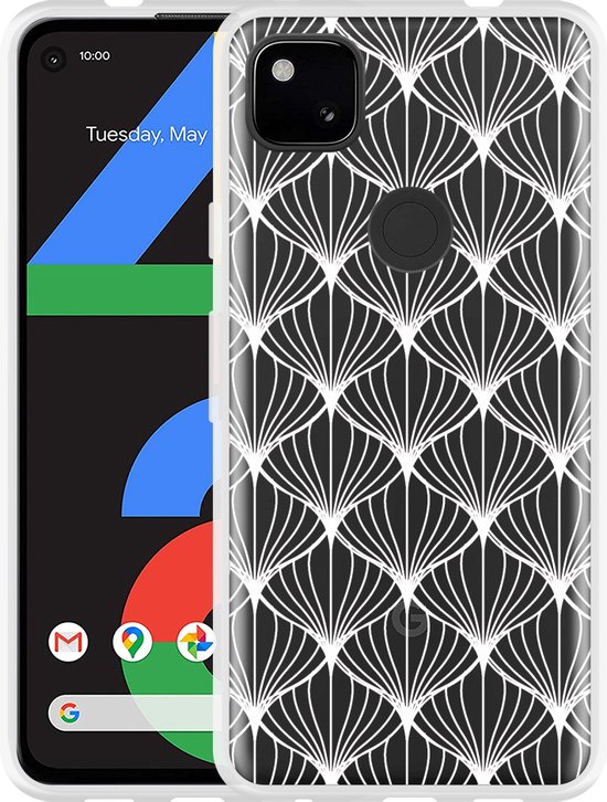 Google Pixel 4a Hoesje White Abstract Pattern Designed by Cazy