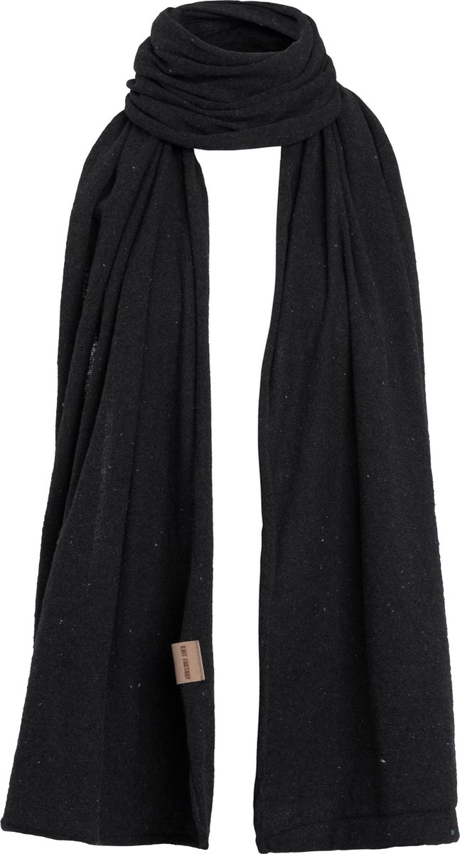 Knit Factory Iris Sjaal Dames - Katoenen sjaal - Langwerpige sjaal - Donkergrijze zomersjaal - Dames sjaal - Antraciet - 200x50 cm - Duurzaam & Milieuvriendelijk - 92% gerecycled katoen