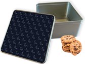 Boîte à biscuits motif Lune Carré - Boîte de rangement 20x20x10 cm