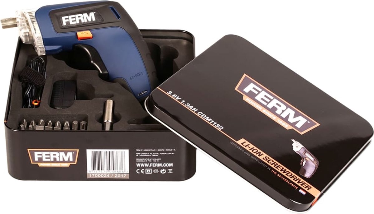 Tournevis sans fil FERM - 3,6 V - Incl. 27 accessoires
