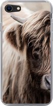 Telefoonhoesje Geschikt voor iPhone 8 hoesje - Schotse hooglander - Koe - Vacht - Siliconen Telefoonhoesje