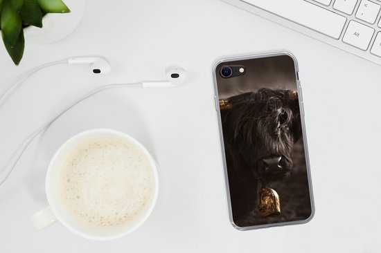 Coque iPhone 7 - Highlander écossais - Fourrure - Zwart - Siliconen
