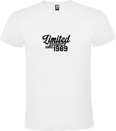 Wit T-Shirt met “Limited sinds 1989 “ Afbeelding Zwart Size XXXL