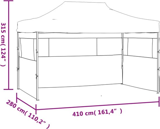 vidaXL Tente de réception pliante avec 3 parois latérales 3 x 4 m Crème Acier