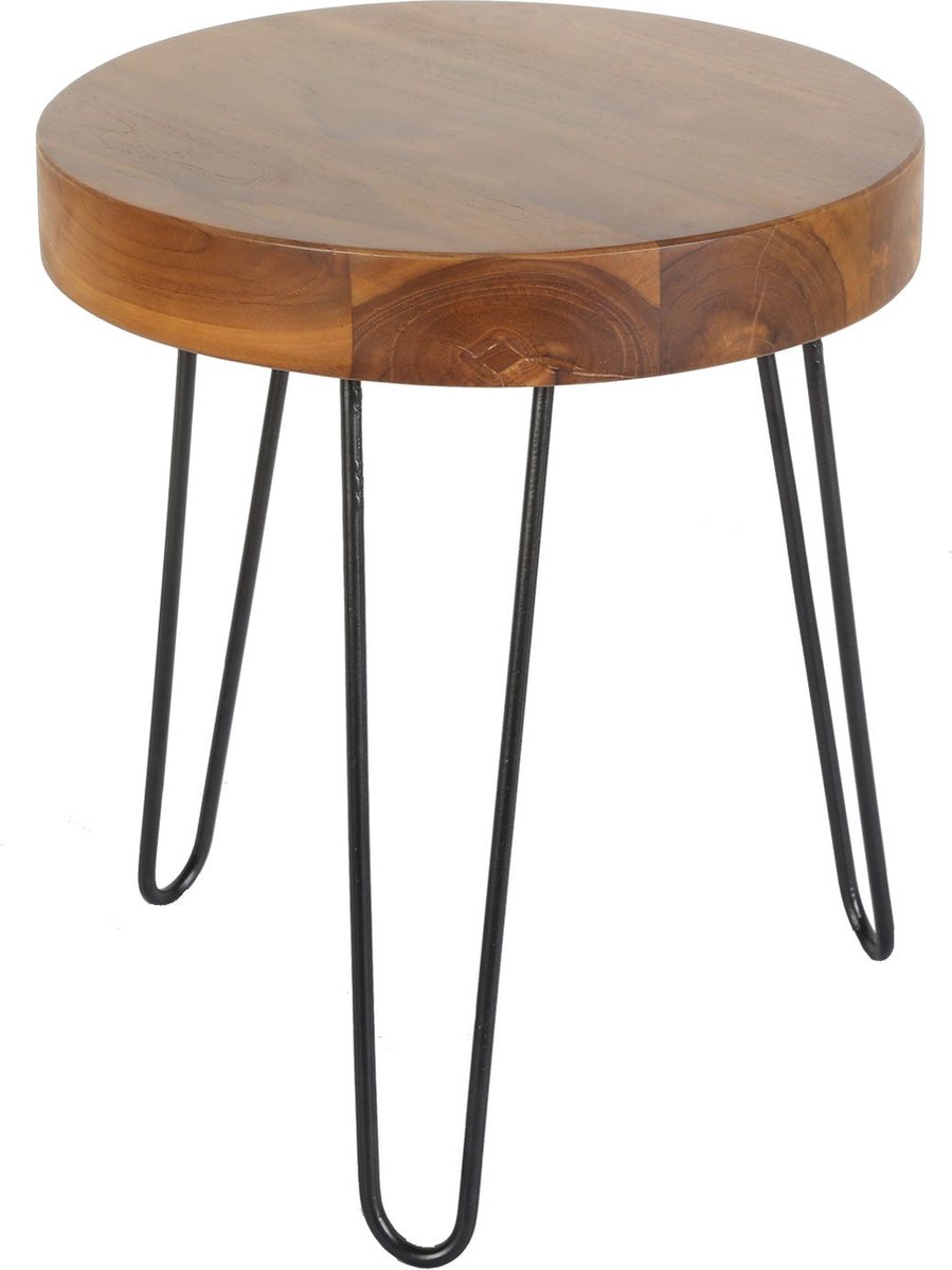 Teakhouten bijzettafel Ella met haarspeldpoten