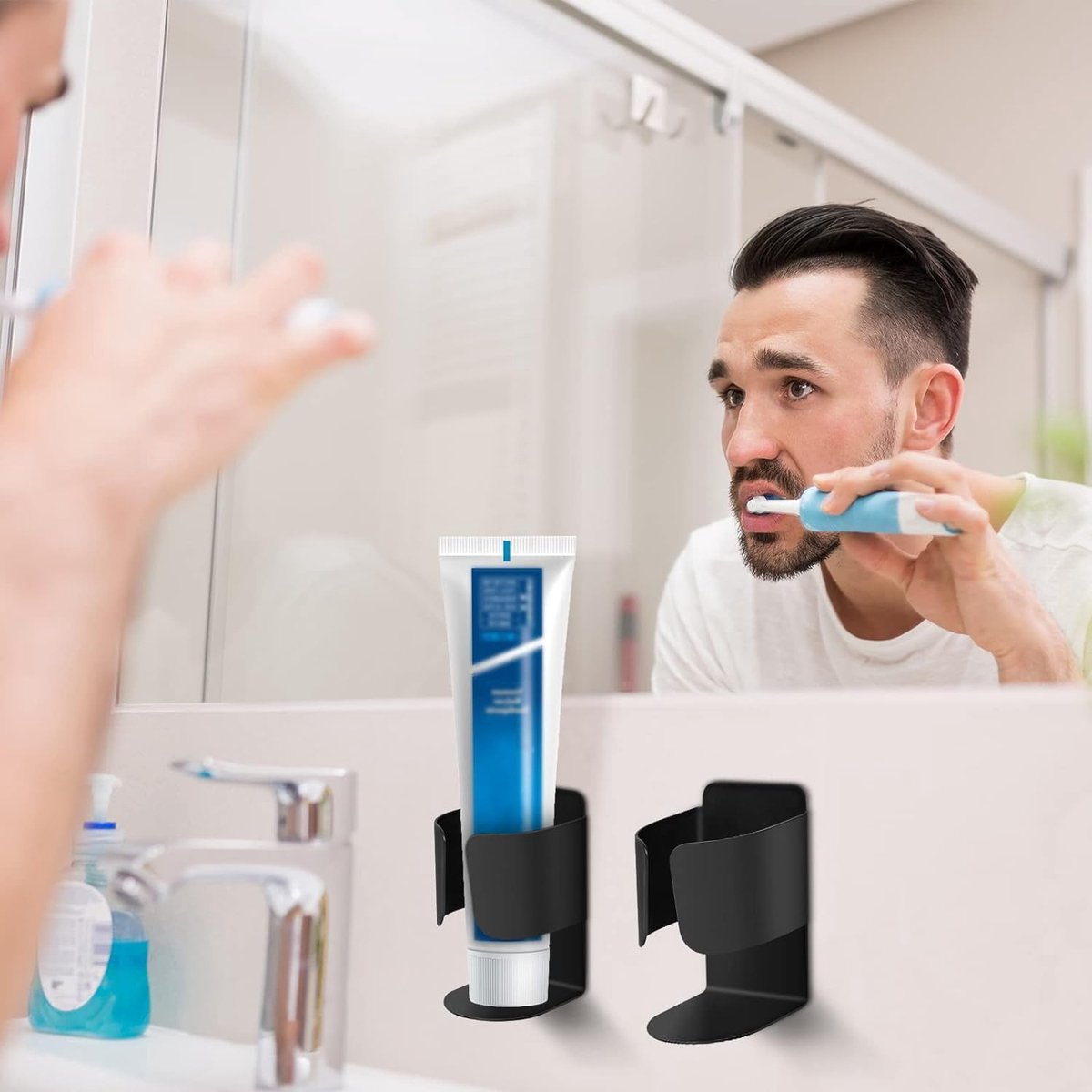 Wall Mounted Toothpaste Dispenser, 2 In 1 Toothpaste Dispenser Wall Mounted Toothpaste Dispenser, 2 In 1 Toothpaste Dispenser