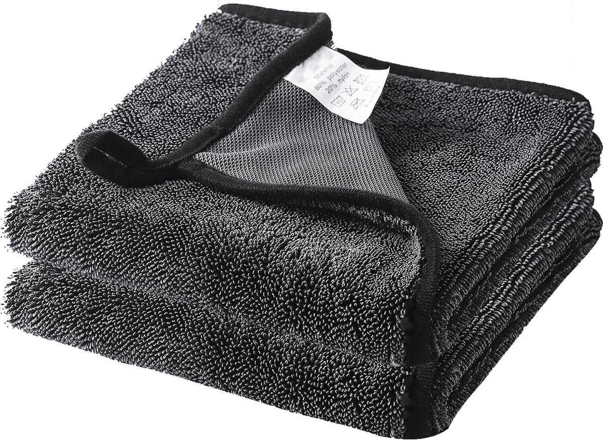 Droogdoek 2 stuks droogdoek sneldrogende droogdoek twist-pile microvezeldoek absorberende handdoek voor het polijsten van auto's voor het huishouden en keuken auto glas (40