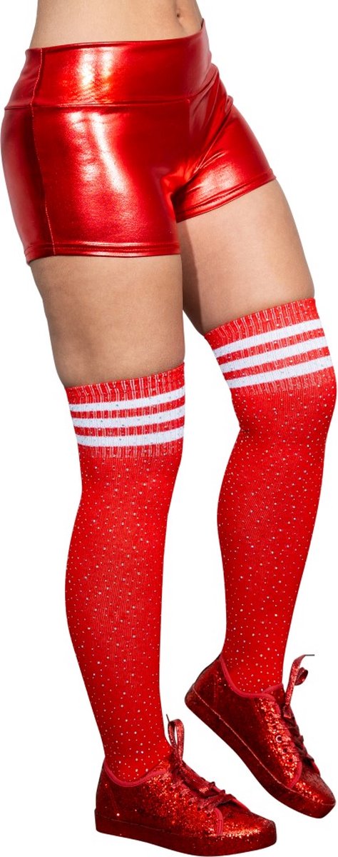 Glanzende hotpants - rood - 40 - festival — afbeelding 3